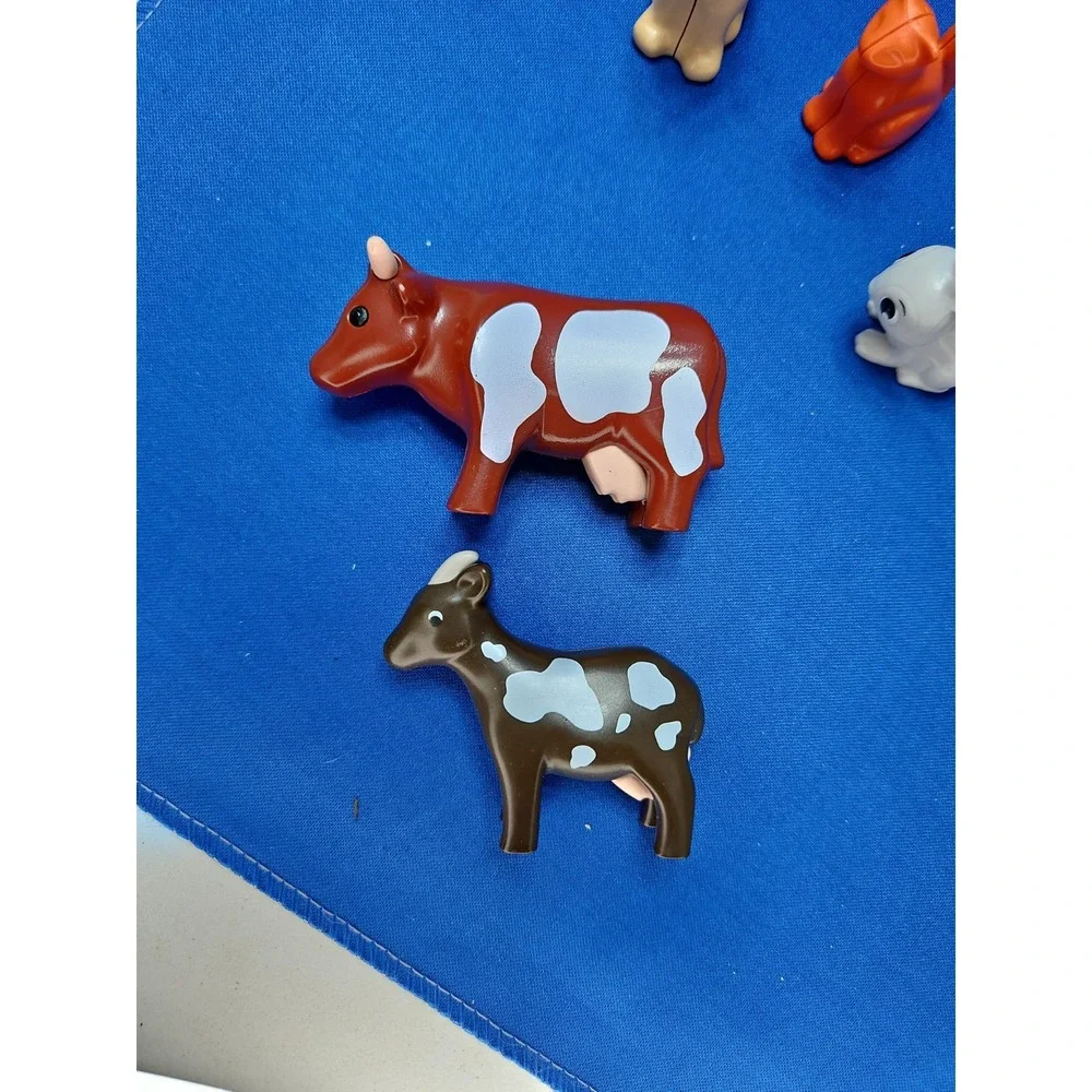 11 Playmobil Lot Animals Dog Cat Cow Bird Goat Pig Chicken Deer Vintage